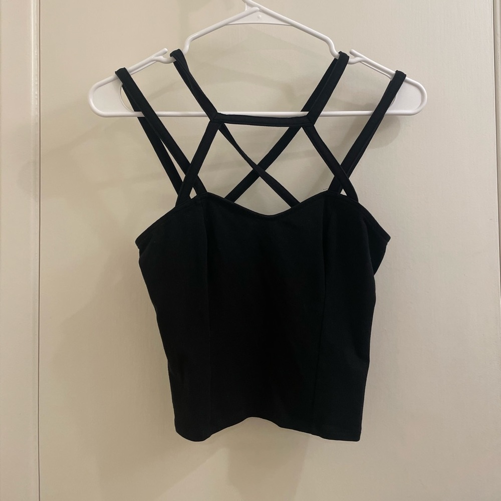 Express Black Cross Chest Tank Top
